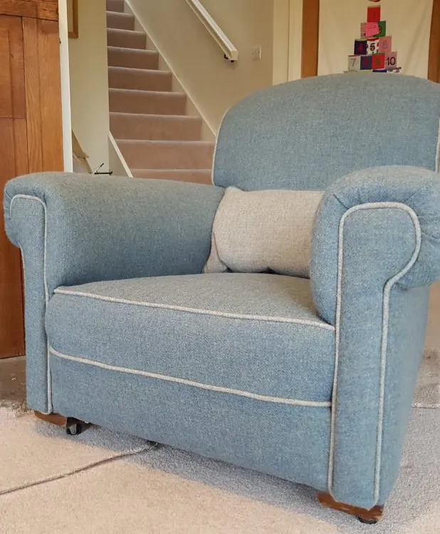 Freshly re-upholstered chair
